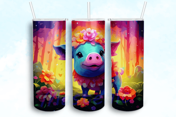 Baby Pig Tumbler Sublimation Design