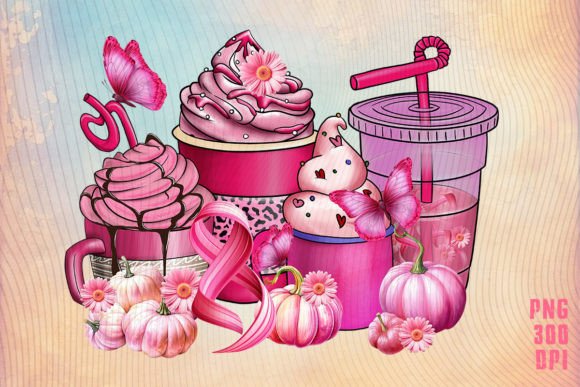 Breast Cancer Coffee Cup T-Shirt PNG