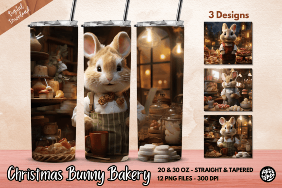 Christmas Bunny Bakery Tumbler Wrap