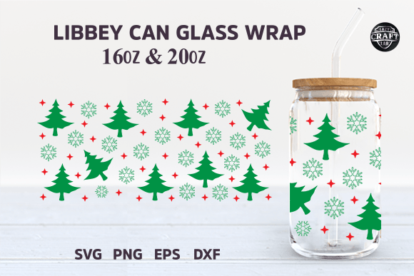 Christmas Libbey Can Glass Wrap 16oz SVG
