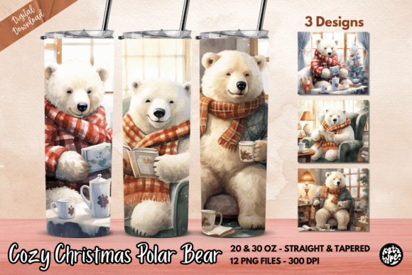 Cozy Christmas Polar Bear Tumbler Wrap