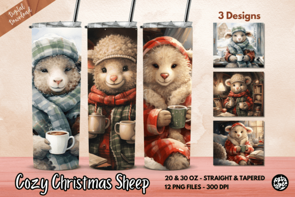 Cozy Christmas Sheep Tumbler Wrap