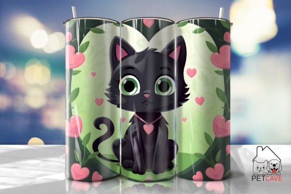 Cute Black Cat Tumbler Wrap