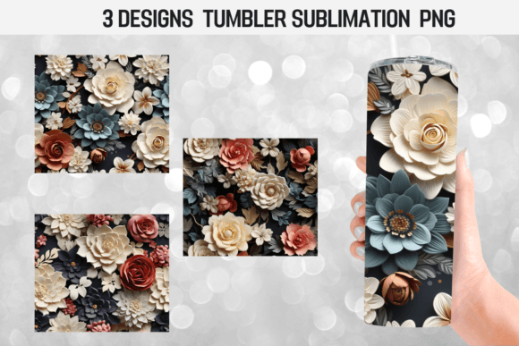 Dark Flowers Tumbler Wrap Designs