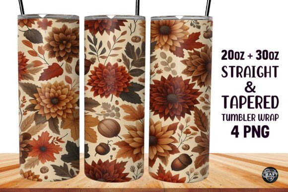 Fall Floral Sublimation Tumbler 20oz Wrap