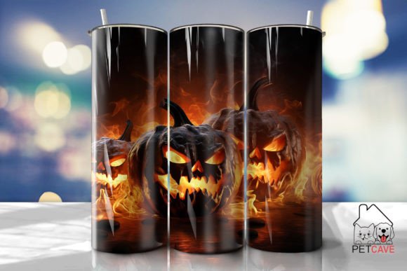 Halloween Pumpkin Scary Tumbler Wrap