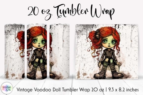 Halloween Vintage Doll Tumbler Wrap PNG