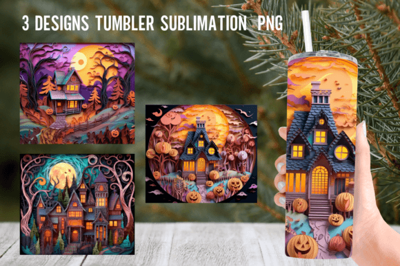 Haunted House Tumbler Wrap Sublimation