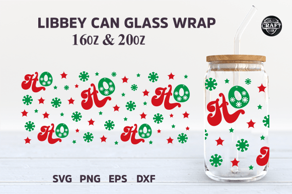 Ho Ho Ho Christmas Libbey Can Glass SVG