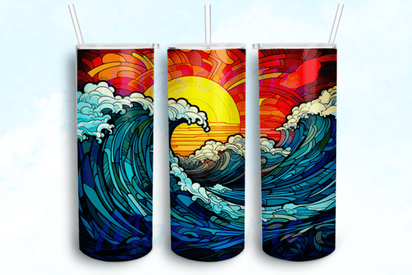 Ocean Landscape Stained Glass Tumbler