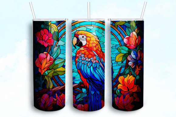 Parrot Flowers Tumbler Sublimation