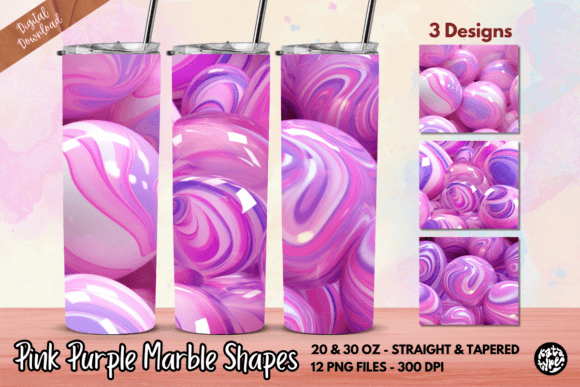 Pink Purple Marble Shapes Tumbler Wrap