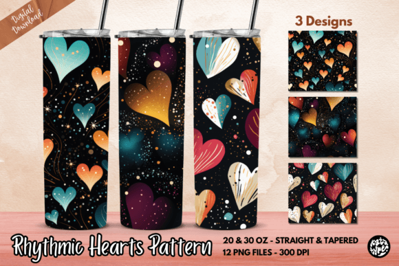 Rhythmic Hearts Pattern Tumbler Wrap
