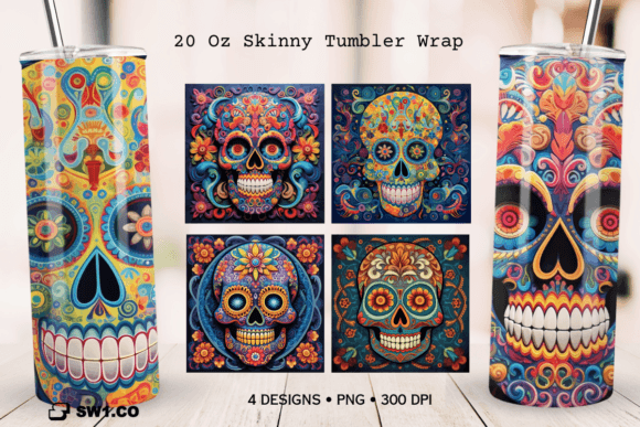 Skull Sugar Colorful Tumbler Sublimation