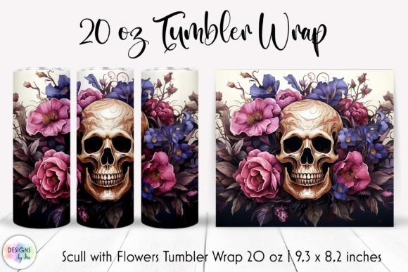 Skull with Flowers Tumbler Wrap Design Review