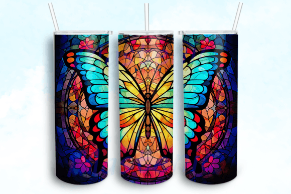 Stained Glass Butterfly Tumbler
