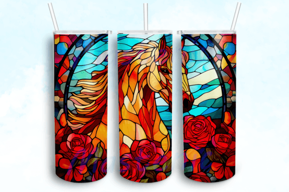 Stained Glass Horse Tumbler PNG