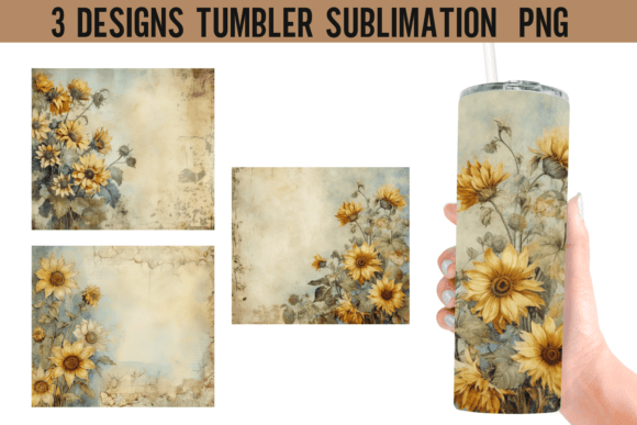 Sunflower Vintage Tumbler Wrap Sublimati