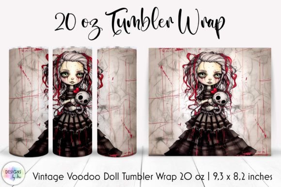 Vintage Halloween Doll Tumbler Wrap PNG