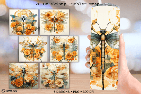 Watercolor Dragonfly Tumbler Sublimation