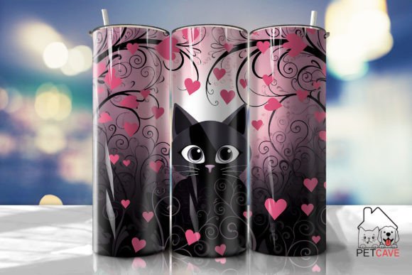 Whimsical Cartoonish Cat Tumbler 20oz